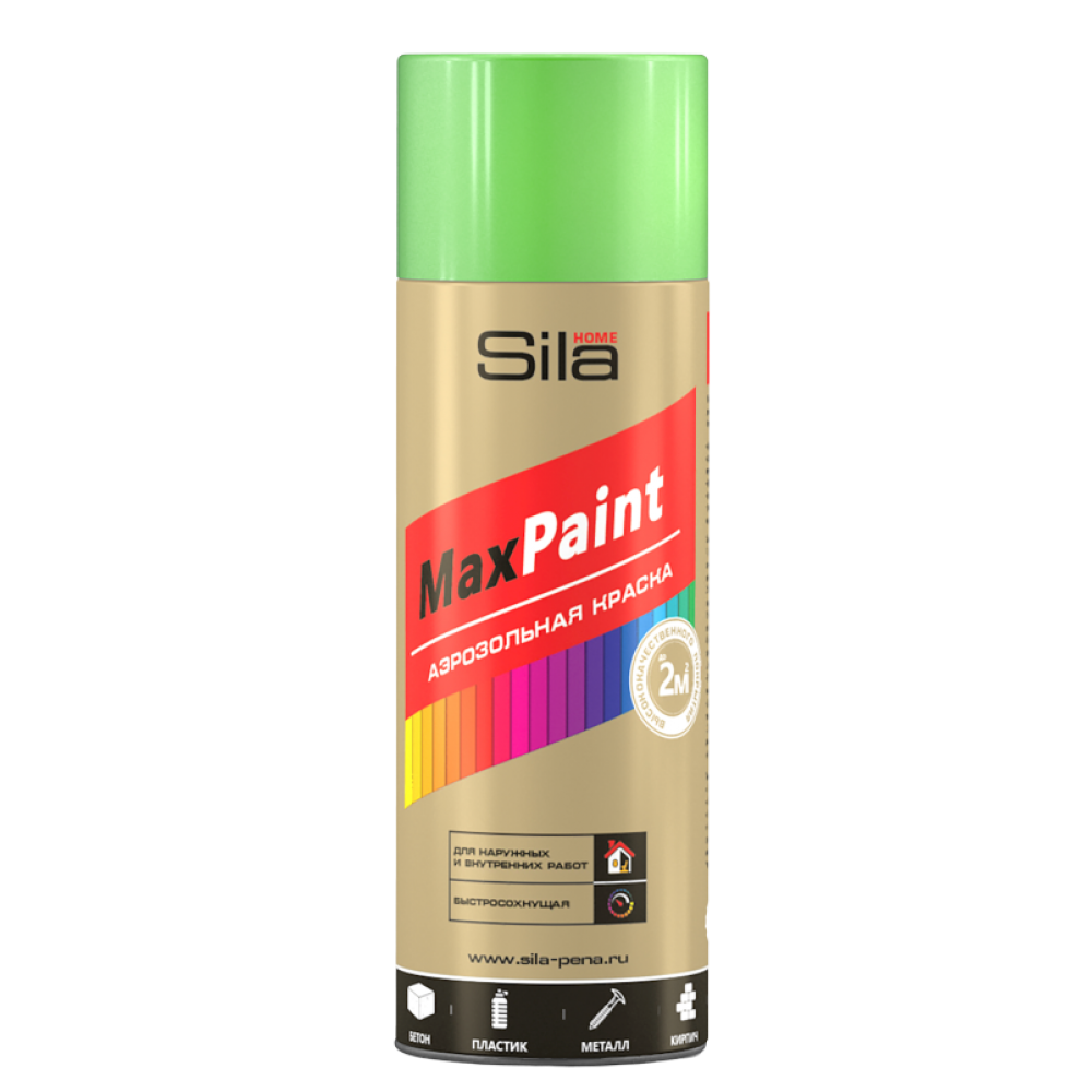 Краска Спрей флюоресцентный Зеленый Sila Home Max Paint,520 мл
