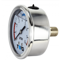 Манометр гидрозаполненный аксиальный 0-8 бар 63мм 1/4" TWG PG 0-8-014C R