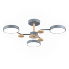 Светильник потолочный FL4856/3 GR/WD серый/дерево 54W 3000-6000K D660*170 (без ПДУ)