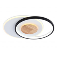 Светильник потолочный FL4789 WH/BK/WD белый/черный/дерево 54W 3000-6000K 460*365*45 (без ПДУ)