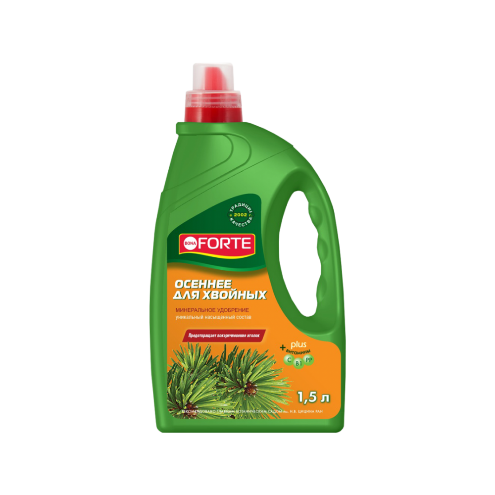 Удобрение Осеннее для хвойных с кремнием 1л Bona Forte Удобрение Осеннее для хвойных с кремнием 1л Bona Forte