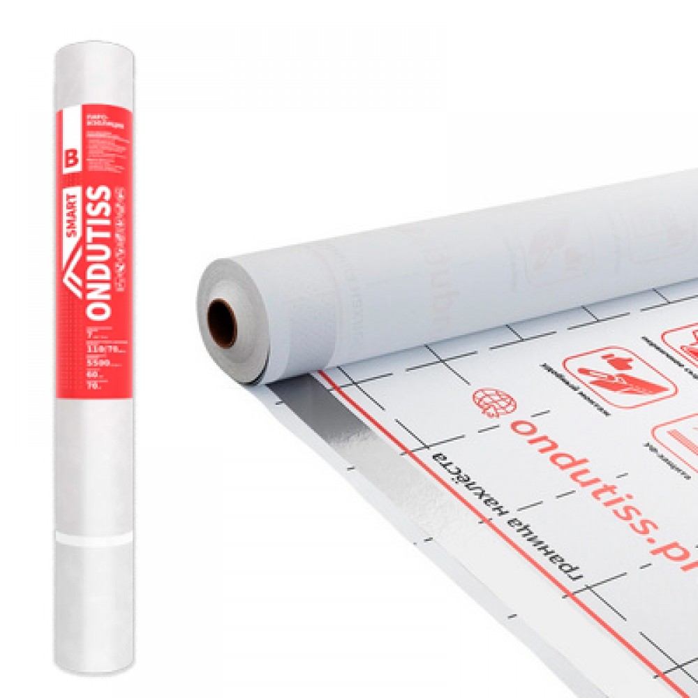 Пленка кровельная пароизоляционная 60г/м2 ОНДУТИС Smart В (1,5м*46,67м=70м2) низ Пленка кровельная пароизоляционная 60г/м2 ОНДУТИС Smart В (1,5м*46,67м=70м2) низ