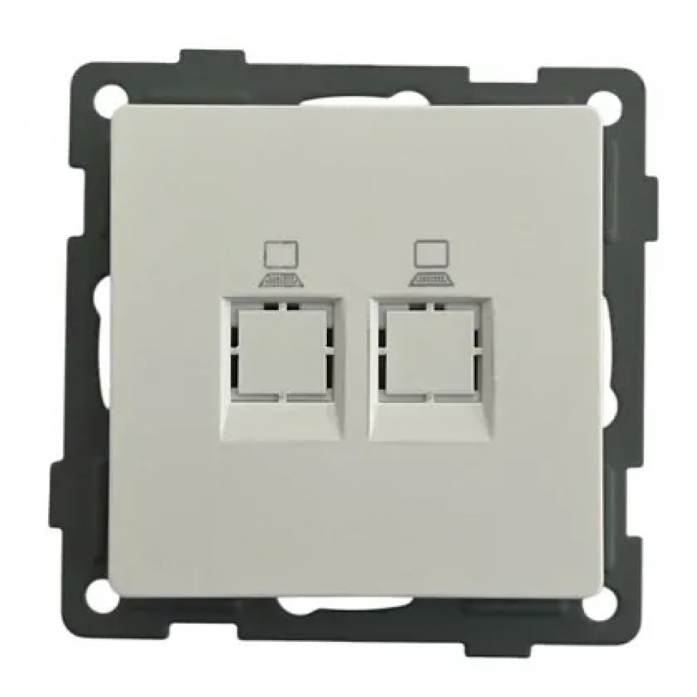 Розетка 2-я RJ45 (cat 5e) белая U1A-016-2 SoftTouch AWS
