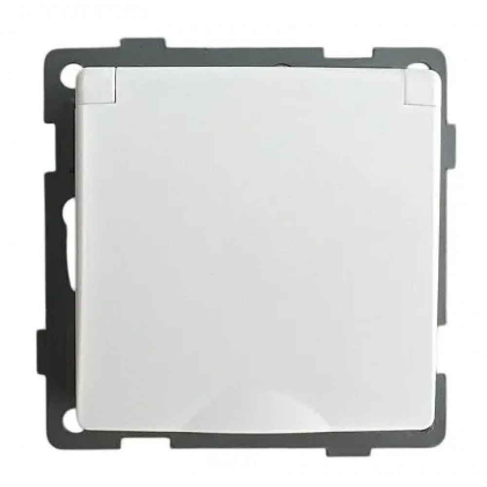 Розетка 1-я с крышкой с/з с шторками белая U1A-012 SoftTouch AWS