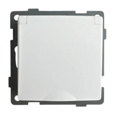 Розетка 1-я с крышкой с/з с шторками белая U1A-012 SoftTouch AWS