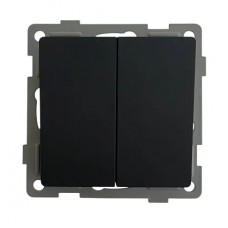 Выключатель 2-кл. проходной чёрный  U2B-002-2 SoftTouch AWS