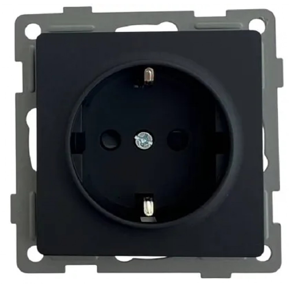 Розетка 1-я с/з с шторками чёрная U2B-006 SoftTouch AWS Розетка 1-я с/з с шторками чёрная U2B-006 SoftTouch AWS