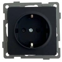 Розетка 1-я с/з с шторками чёрная U2B-006 SoftTouch AWS