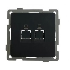 Розетка 2-я RJ45 (cat 5e) чёрная U2B-016-2 SoftTouch AWS