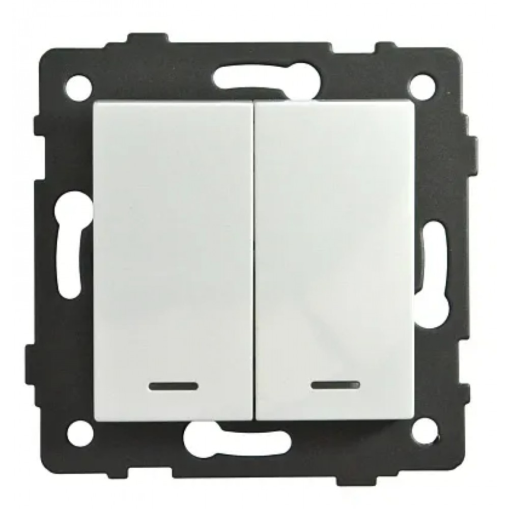 Выключатель 2-кл. с подсветкой белый A-011W AWS Выключатель 2-кл. с подсветкой белый A-011W AWS