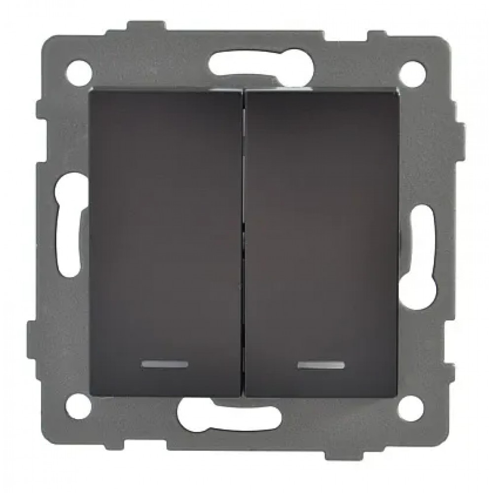 Выключатель 2-кл. с подсветкой чёрный A-011B AWS Выключатель 2-кл. с подсветкой чёрный A-011B AWS