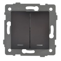 Выключатель 2-кл. с подсветкой чёрный A-011B AWS