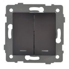 Выключатель 2-кл. с подсветкой чёрный A-011B AWS