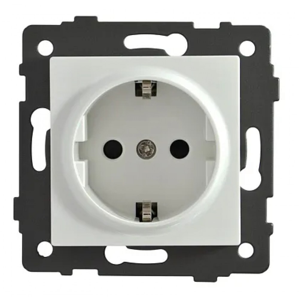 Розетка 1-я с/з с шторками белая A-022W AWS Розетка 1-я с/з с шторками белая A-022W AWS