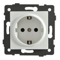 Розетка 1-я с/з с шторками белая A-022W AWS