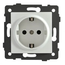Розетка 1-я с/з с шторками белая A-022W AWS