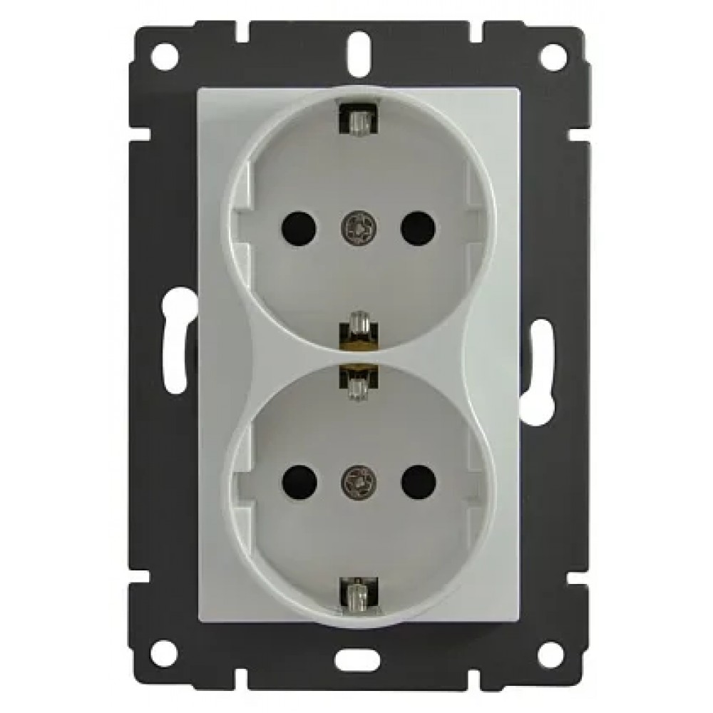 Розетка 2-я с/з с шторками белая A-041W AWS Розетка 2-я с/з с шторками белая A-041W AWS