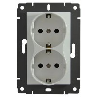 Розетка 2-я с/з с шторками белая A-041W AWS