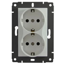 Розетка 2-я с/з с шторками белая A-041W AWS