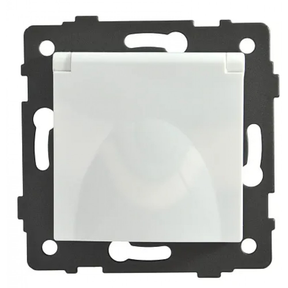 Розетка 1-я с крышкой с/з с шторками белая A-023W AWS Розетка 1-я с крышкой с/з с шторками белая A-023W AWS