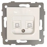 Розетка 2-я RJ45 (cat 5e) белая A-033W AWS