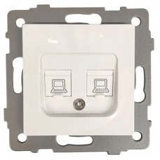 Розетка 2-я RJ45 (cat 5e) белая A-033W AWS
