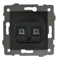 Розетка 2-я RJ45 (cat 5e) чёрная A-033B AWS