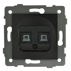 Розетка 2-я RJ45 (cat 5e) чёрная A-033B AWS