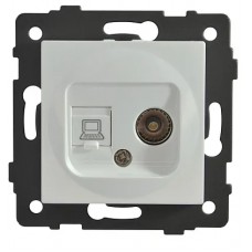 Розетка 2-я RJ45 (cat 5e) + TV белая A-038W AWS