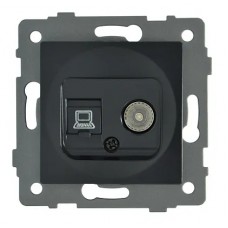 Розетка 2-я RJ45 (cat 5e) + TV чёрная A-038B AWS