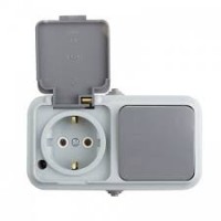 Розетка 2-я ОУ с/з IP54 SD-V1004WG AWS