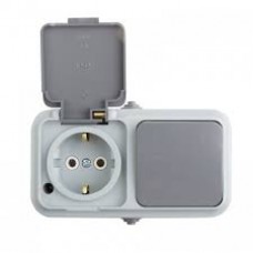 Розетка 2-я ОУ с/з IP54 SD-V1004WG AWS