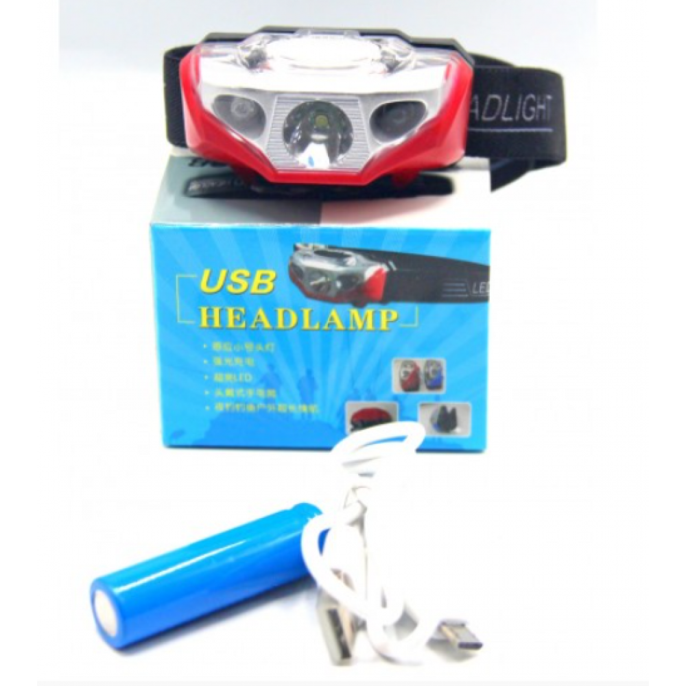 Фонарик налобный MX-906-1 аккумулятор+зарядка Micro