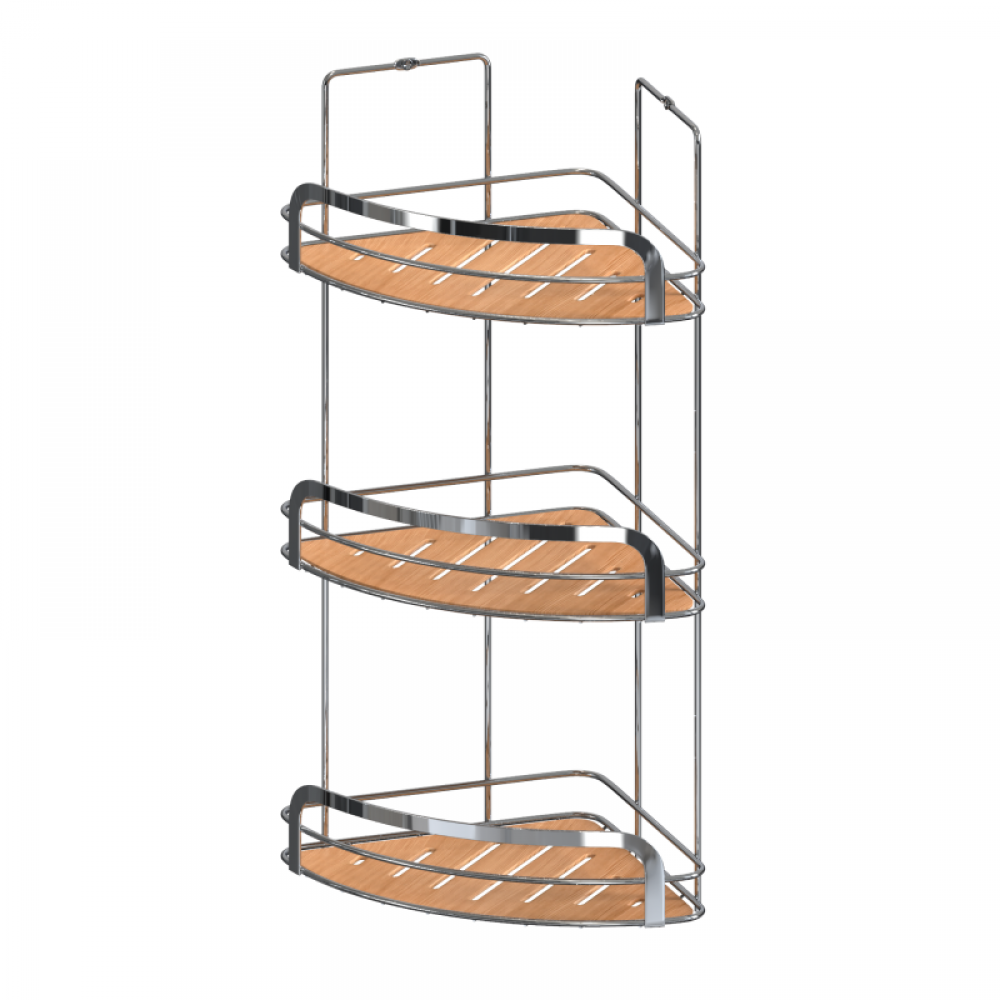 Полка д/ванной угловая тройная Wood FOR-WOD03-U