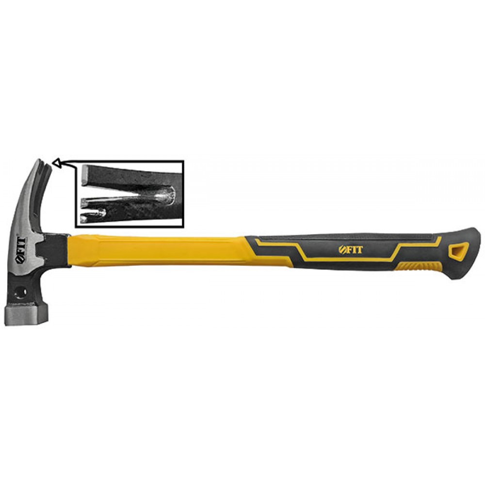 Молоток-гвоздодер 340г фибергласовая рукоятка 44778