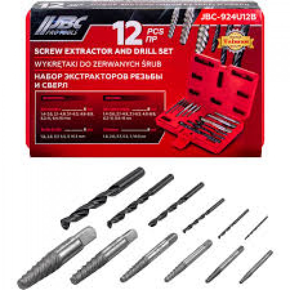 Набор экстракторов для извлечения обломанных болтов JBC-924U12B 65733