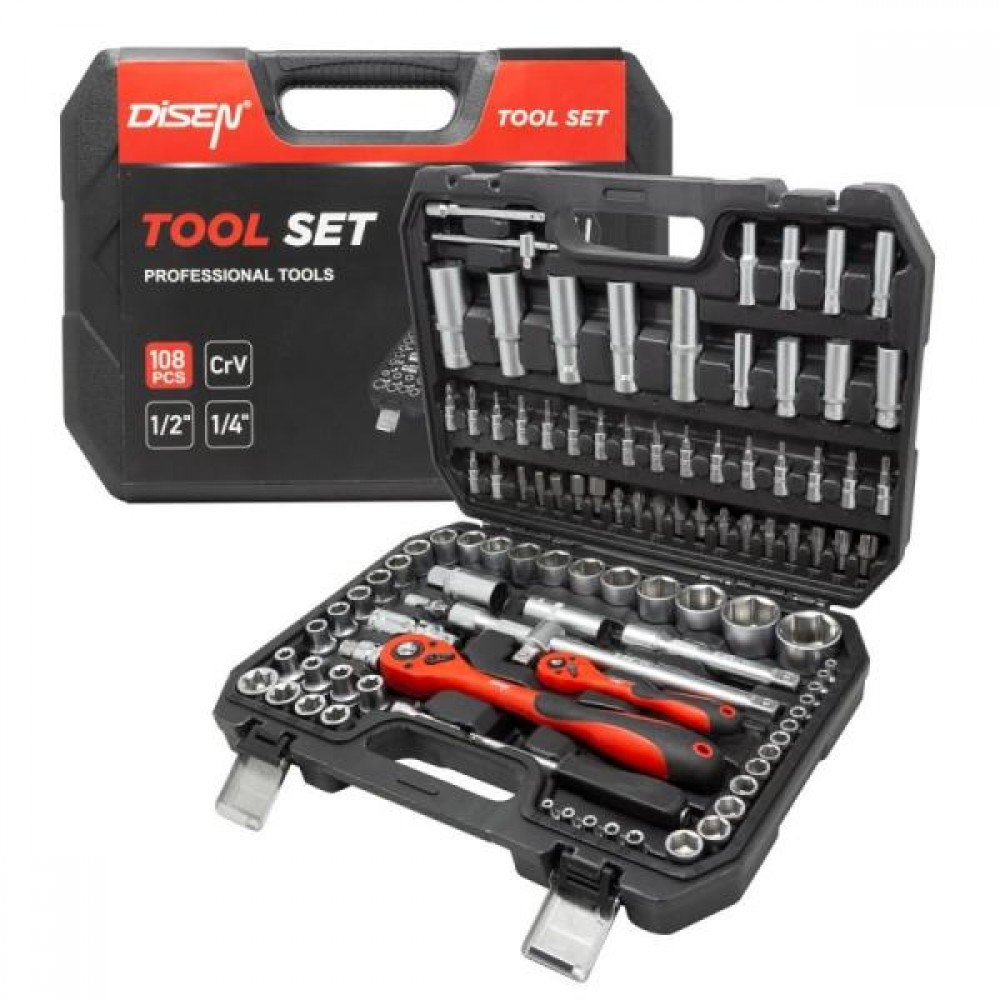 Набор инструментов - 108 предметов 1/4",1/2" 10108