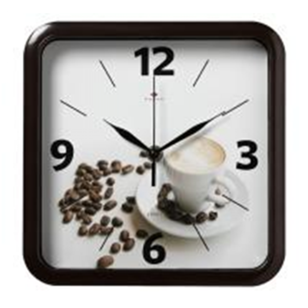 Часы настенные квадрат 22х22см, корпус темно-коричневый "Кофе" 2223-108 Часы настенные квадрат 22х22см, корпус темно-коричневый "Кофе" 2223-108