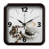 Часы настенные квадрат 22х22см, корпус темно-коричневый "Кофе" 2223-108