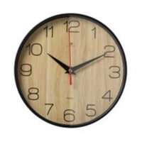 Часы настенные круг d=19,5см, корпус черный,"Текстура дерева", Рубин 2019-002