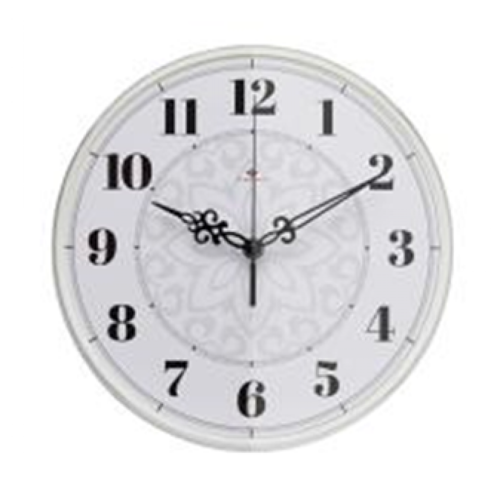 Часы настенные круг d=25см, основание белое "Узор" "Рубин" 2524-124 Часы настенные круг d=25см, основание белое "Узор" "Рубин" 2524-124