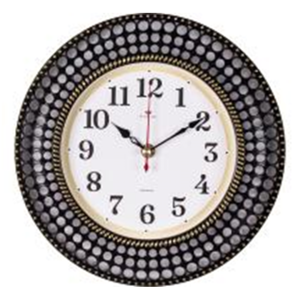 Часы настенные круг d=29 см, корпус черный с золотом "Классика" "Рубин" 2917-002