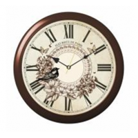 Часы настенные круг d=29см, корпус коричневый "Птица" 6026-038