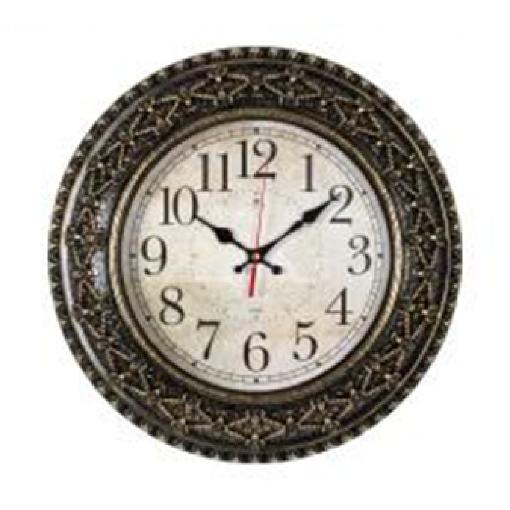 Часы настенные круг d=38см, корпус черный с золотом "Классика" "Рубин" 3825-007