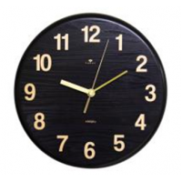 Часы настенные из металла, d=27 см, черный "Текстура дерева" Рубин 2626-004