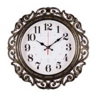 Часы настенные круг ажурный d=40,5см, корпус черный с золотом "Классика" "Рубин" 4126-007