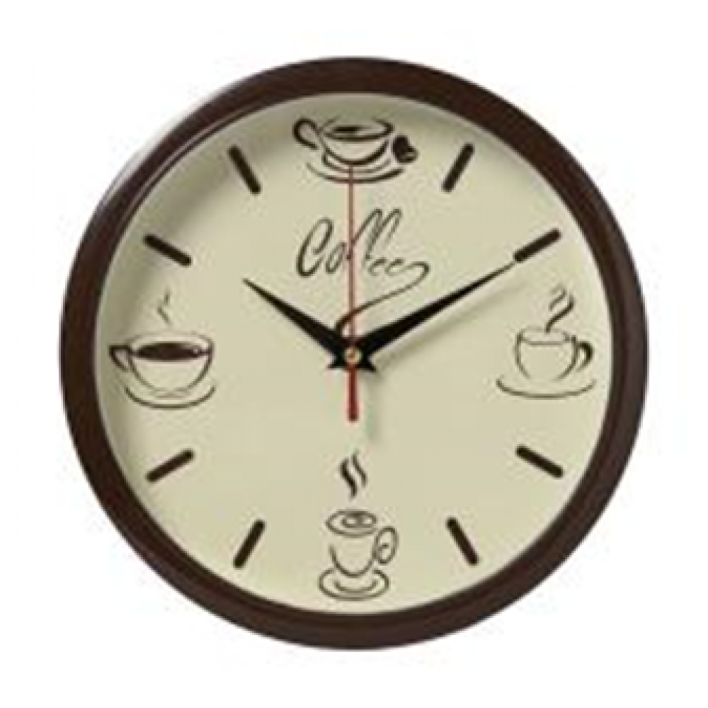 Часы настенные круг d=22см, корпус коричневый "Coffee" "Рубин" 2222-275 Часы настенные круг d=22см, корпус коричневый "Coffee" "Рубин" 2222-275