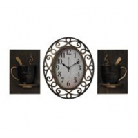 Часы настенные овал 31х26 см+2 чашки, корпус бронзовый "Классика" "Рубин" 3126+2-004