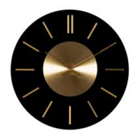 Часы настенные из стекла, d=33см, чёрный+золото, открытая стрелка, "Пластинка" Рубин 3300-001