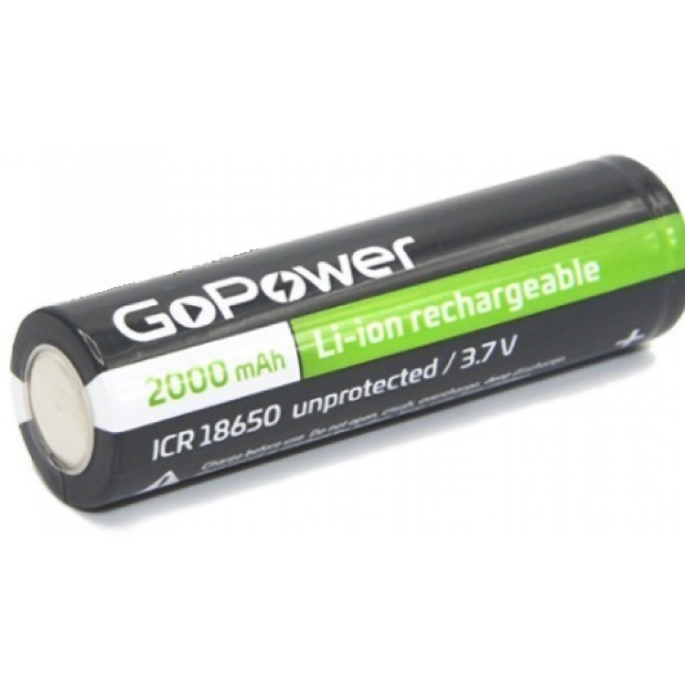 Аккумулятор 18650 3.7В 2000mAh GoPower 00-00021267